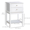HOMCOM Modern Nightstand, Accent End Side Table with 2 Drawers and Storage Shelf, Bedside Table for Bedroom, White