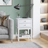 HOMCOM Modern Nightstand, Accent End Side Table with 2 Drawers and Storage Shelf, Bedside Table for Bedroom, White