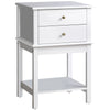 HOMCOM Modern Nightstand, Accent End Side Table with 2 Drawers and Storage Shelf, Bedside Table for Bedroom, White