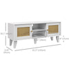 HOMCOM TV Stand for 50 Inch TVs, Boho TV Cabinet with Rattan Doors, Adjustable Shelves and Storage Cabinets, Entertainment Unit for Living Room, White