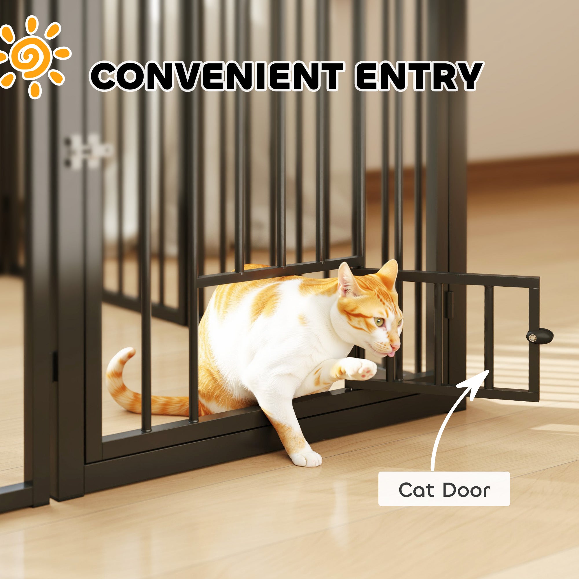 PawHut Dog Playpen, 30"H Pet Playpen, 8 Panels Puppy Exercise Pen Heavy Duty with Dog Gate & Cat Door, Indoor Outdoor Foldable Portable Dog Fence for Small & Medium Dogs