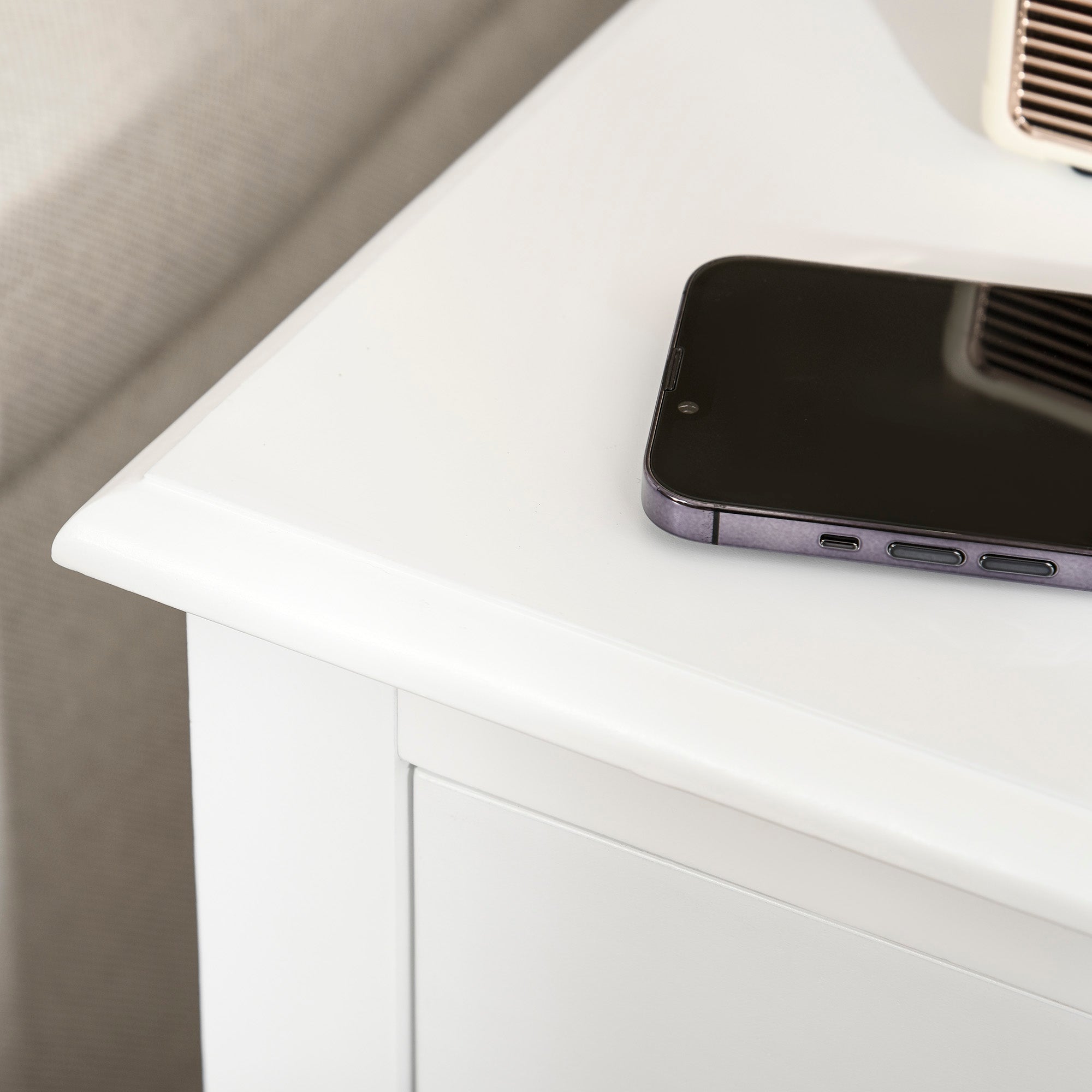 HOMCOM Side Table, End Table with Removable Woven Baskets and Drawer, Bedside Table for Living Room, Bedroom, White