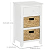 HOMCOM Side Table, End Table with Removable Woven Baskets and Drawer, Bedside Table for Living Room, Bedroom, White
