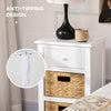 HOMCOM Side Table, End Table with Removable Woven Baskets and Drawer, Bedside Table for Living Room, Bedroom, White