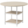 HOMCOM Round Dining Table for 4-6 People, 39.4 Inch Industrial Kitchen Table with Storage Shelves for Dining Room, Oak