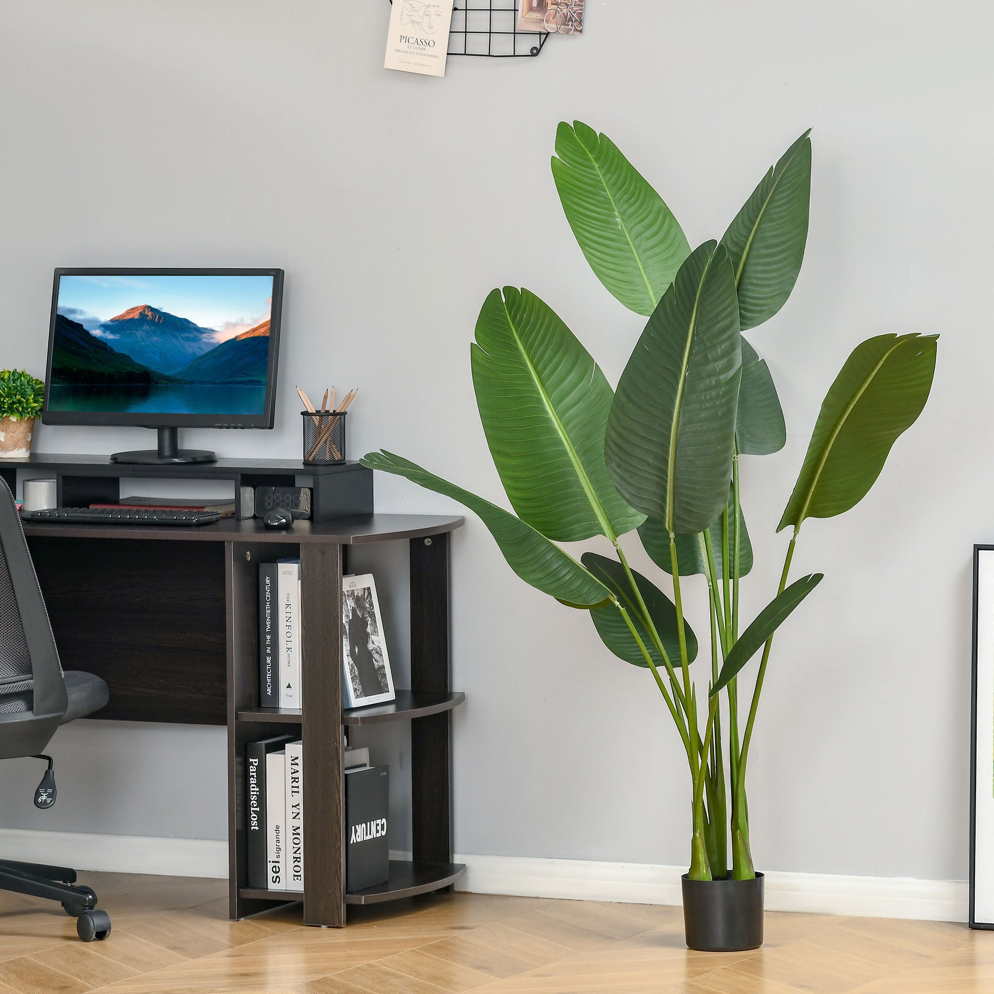 HOMCOM 5FT Artificial Bird of Paradise Plant, Artificial Banana Tree, Faux Decorative Plant in Nursery Pot for Indoor Outdoor Décor