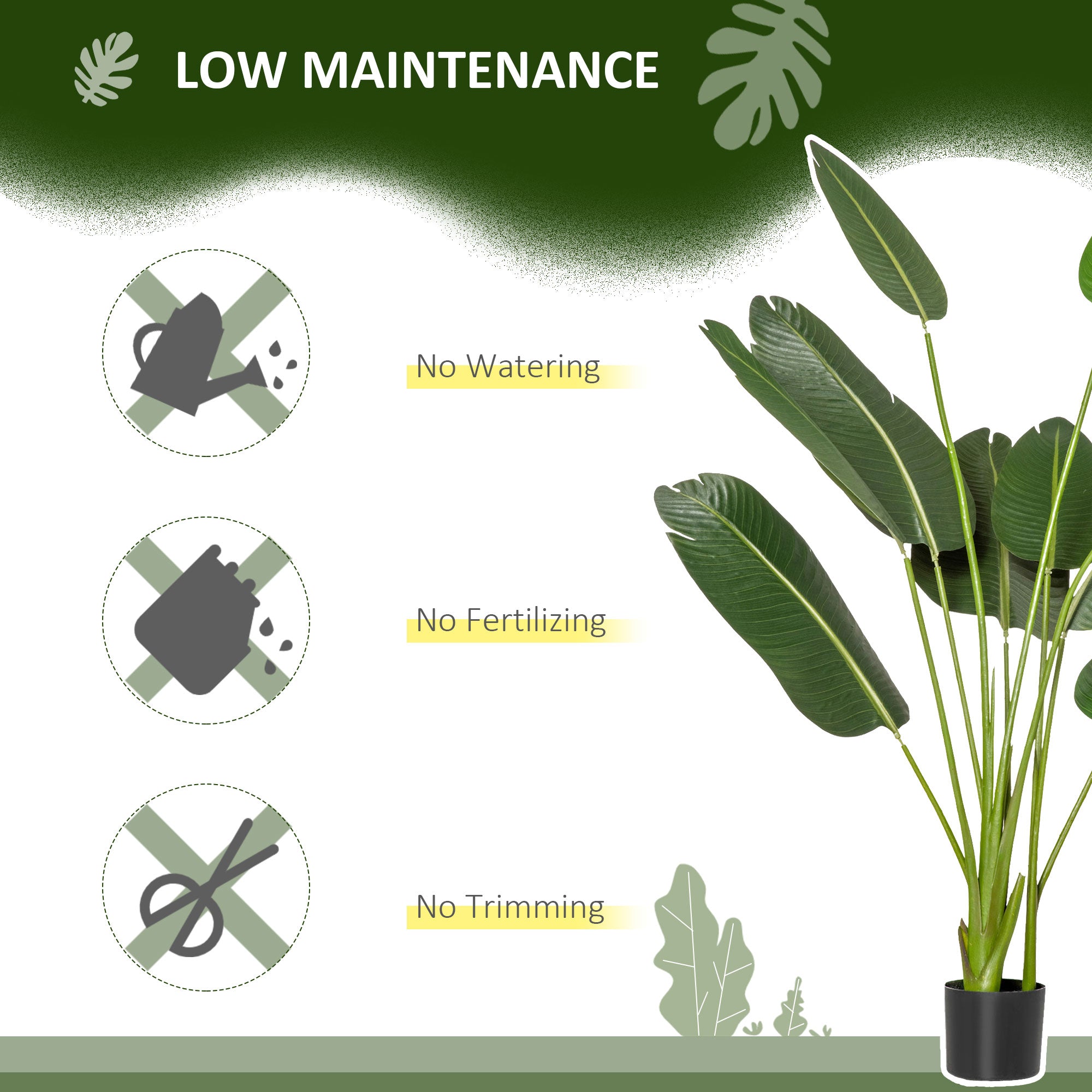 HOMCOM 5FT Artificial Bird of Paradise Plant, Artificial Banana Tree, Faux Decorative Plant in Nursery Pot for Indoor Outdoor Décor