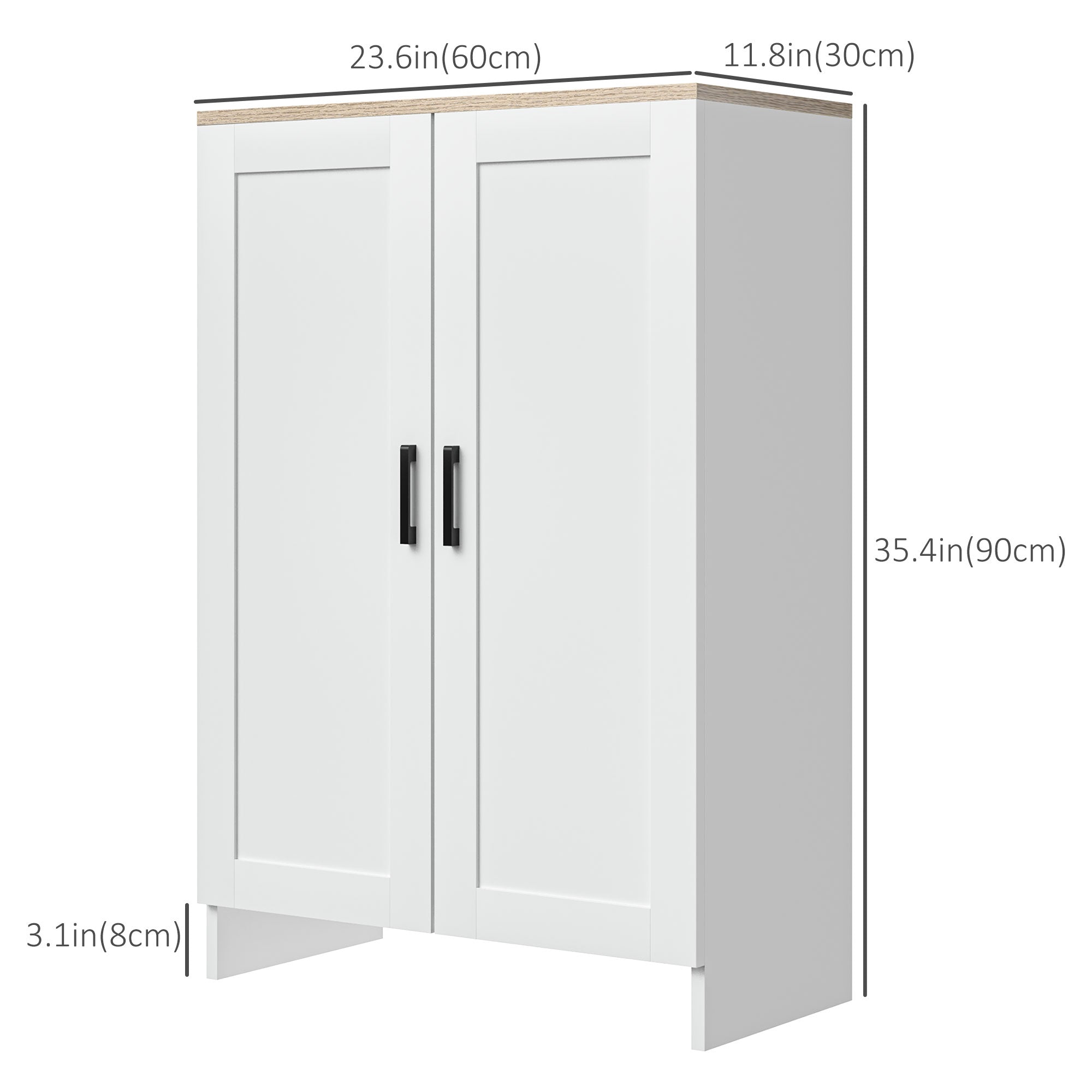 HOMCOM Modern Buffet Cabinet with Storage, 24" Narrow Sideboard, Kitchen Storage Cabinet with 2 Shaker Doors and Adjustable Shelf, White