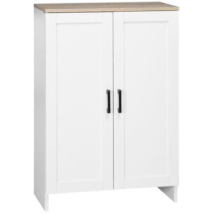 HOMCOM Modern Buffet Cabinet with Storage, 24" Narrow Sideboard, Kitchen Storage Cabinet with 2 Shaker Doors and Adjustable Shelf, White