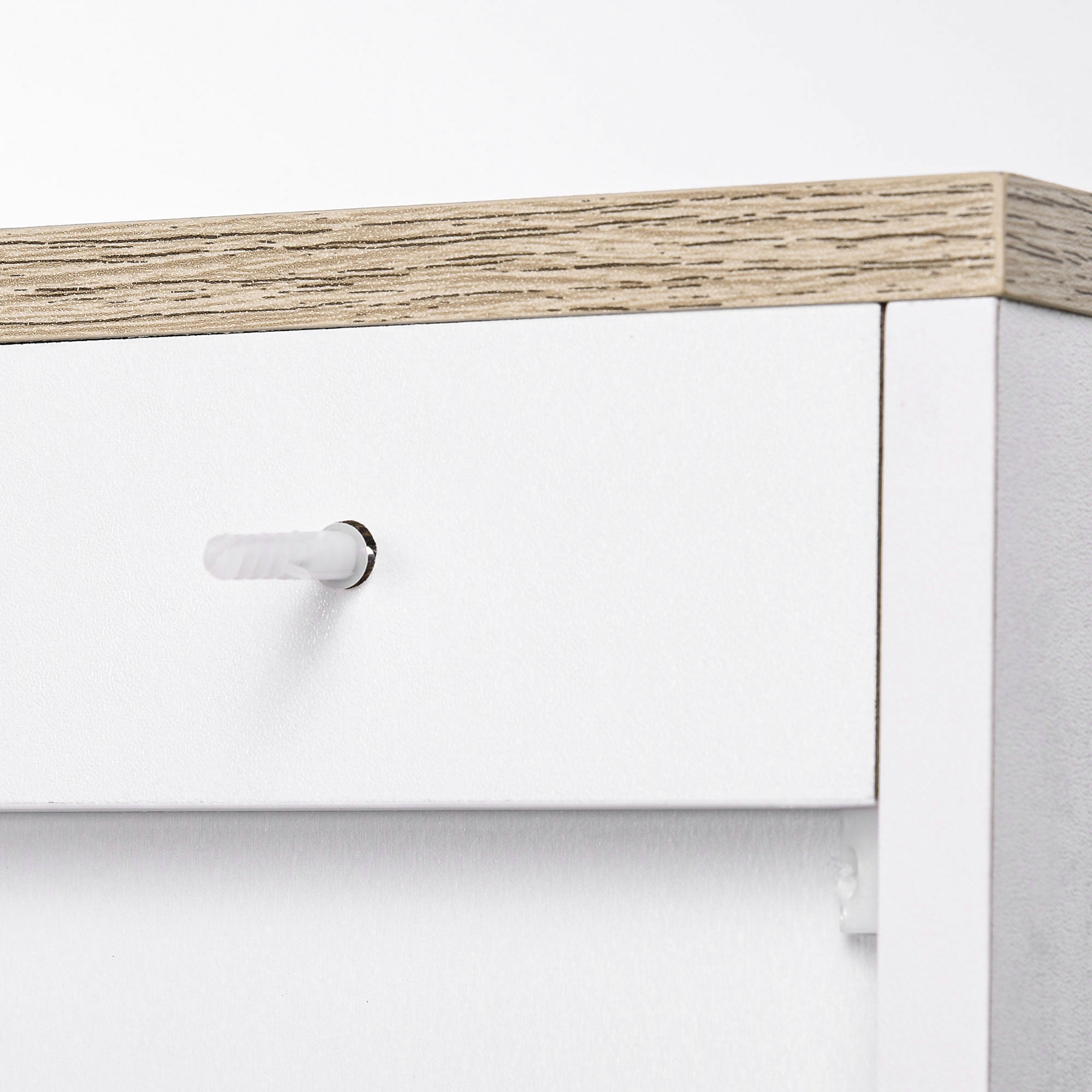 HOMCOM Modern Buffet Cabinet with Storage, 24" Narrow Sideboard, Kitchen Storage Cabinet with 2 Shaker Doors and Adjustable Shelf, White
