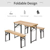 Outsunny 3 Pieces Folding Picnic Table Set, Portable Folding Picnic Table Set, 1 Picnic Table and 2 Benches, Natural