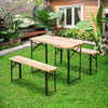 Outsunny 3 Pieces Folding Picnic Table Set, Portable Folding Picnic Table Set, 1 Picnic Table and 2 Benches, Natural