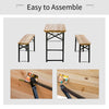 Outsunny 3 Pieces Folding Picnic Table Set, Portable Folding Picnic Table Set, 1 Picnic Table and 2 Benches, Natural