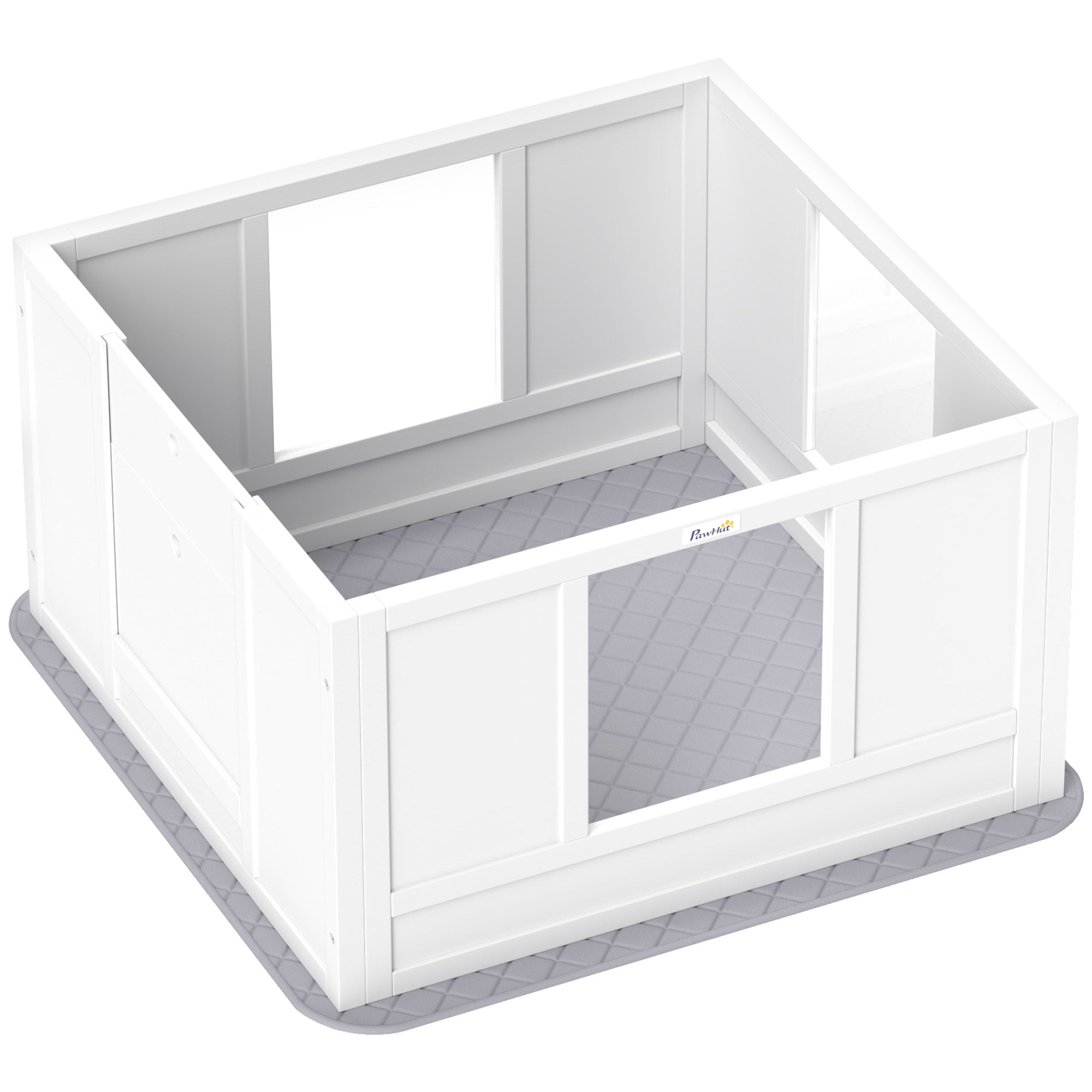 PawHut Whelping Box for Dogs with Waterproof Whelping Pad, Dog Whelping Pen with Clear Panels, Adjustable Entrance, Double Room, Non-slip Foot Pads, for Small Dogs, 33.1" L x 31.5" W x 18.9" H