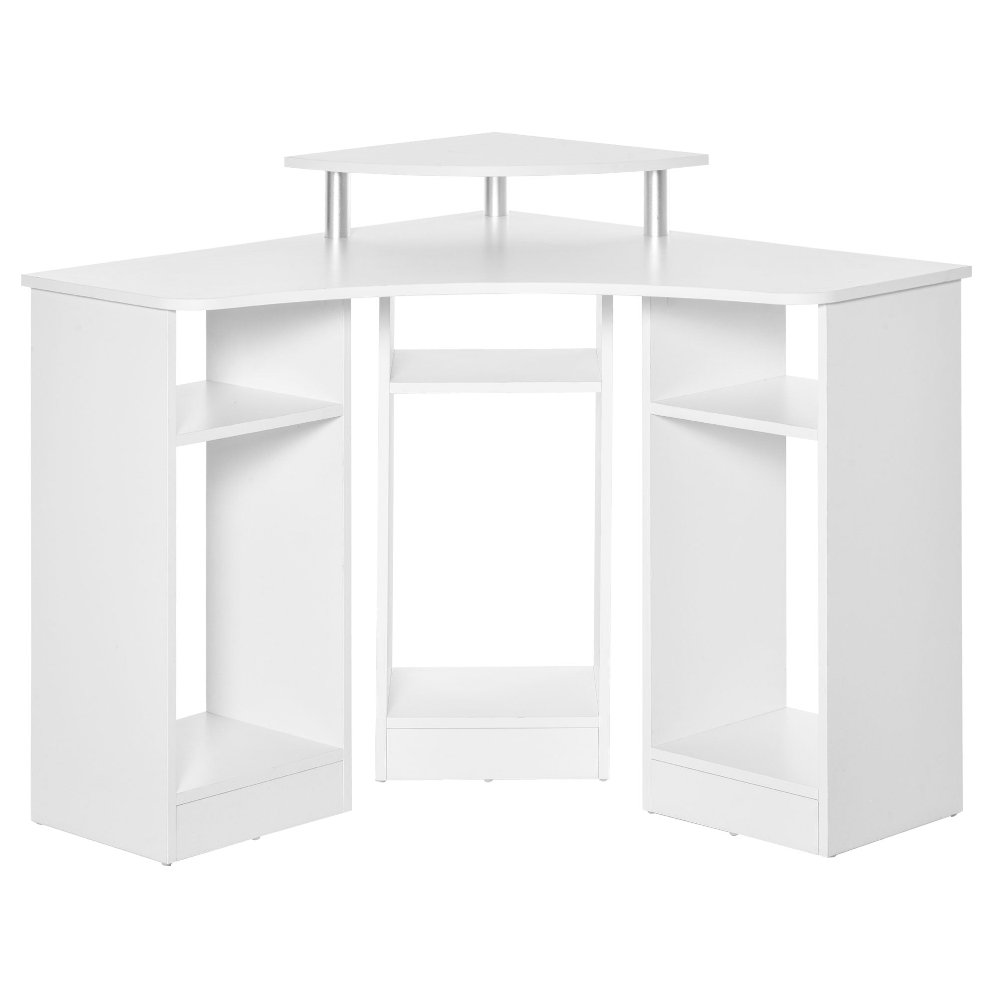 HOMCOM L-Shaped Computer Desk with Monitor Stand, Home Office Corner Desk Study Workstation for Small Space, White