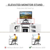 HOMCOM L-Shaped Computer Desk with Monitor Stand, Home Office Corner Desk Study Workstation for Small Space, White