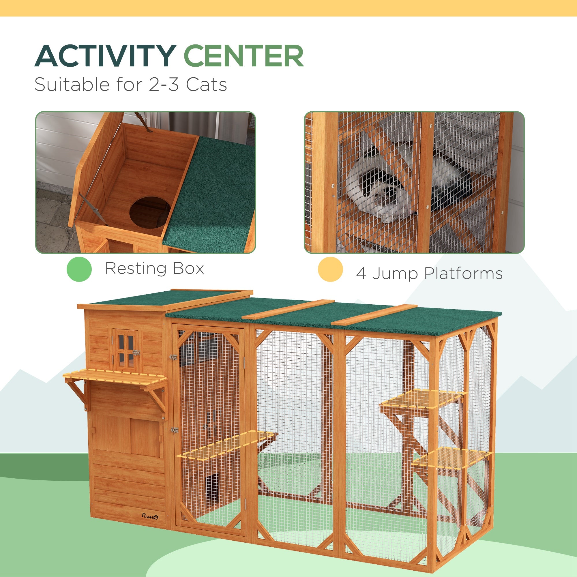 PawHut Wooden Cat Catio, 76