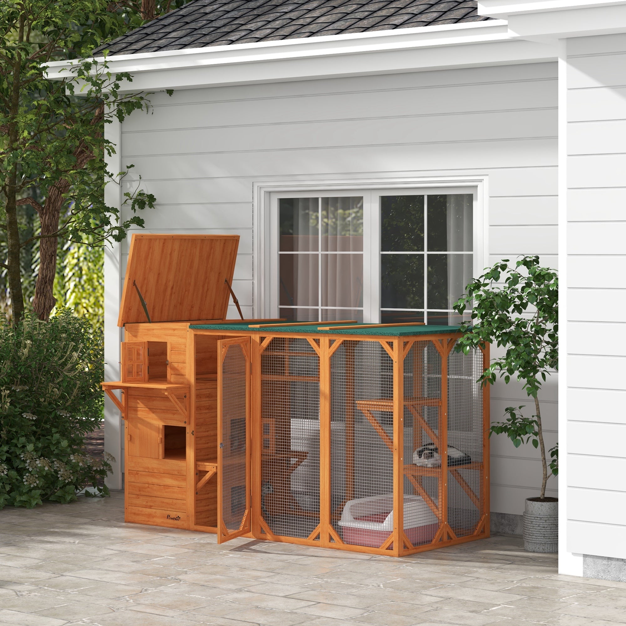 PawHut Wooden Cat Catio, 76