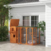PawHut Wooden Cat Catio, 76"L Walk in Outdoor Cat House with Asphalt Roof, Platforms, Lockable Doors, 3-tier Resting Condo, Observation Window, for 2-3 Cats, Orange