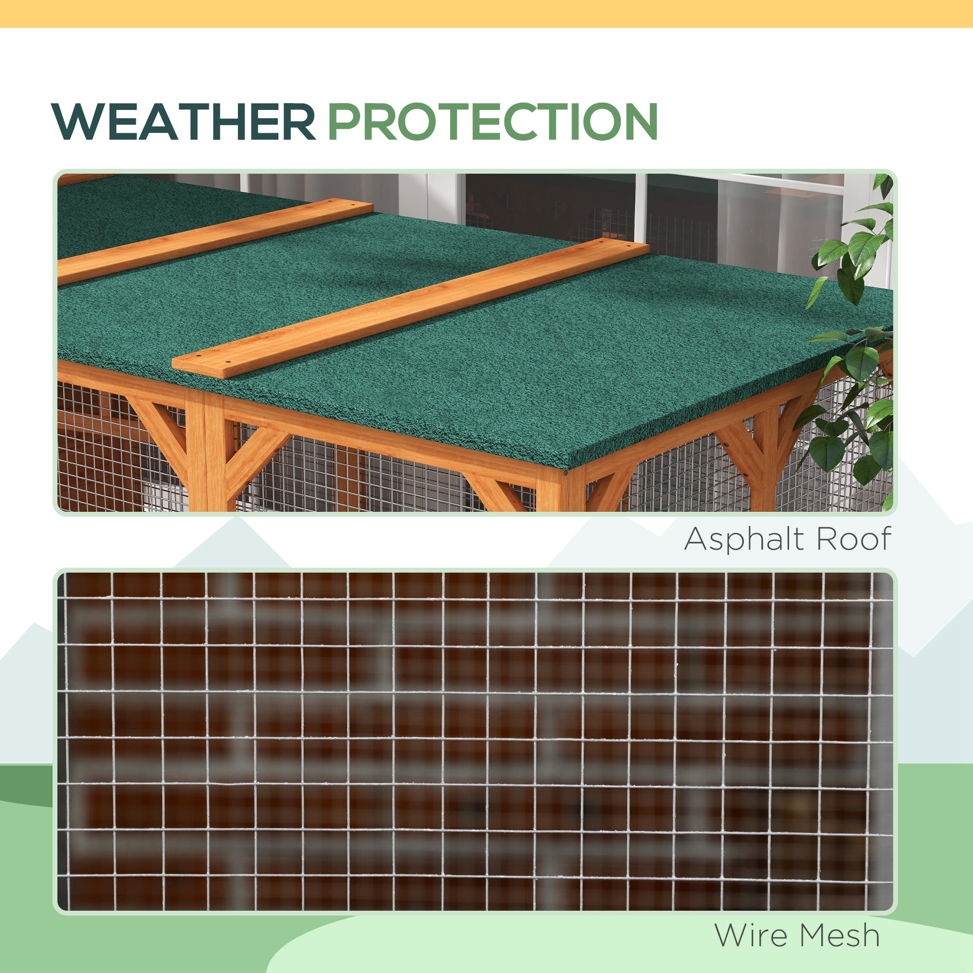 PawHut Catio Outdoor Cat Enclosure, Large Wood Kitten Cat House Enclosure with 3-Level Design, Weatherproof Roof, Big Hiding Areas, Multiple Platforms, Resting Box, 45"H, Orange