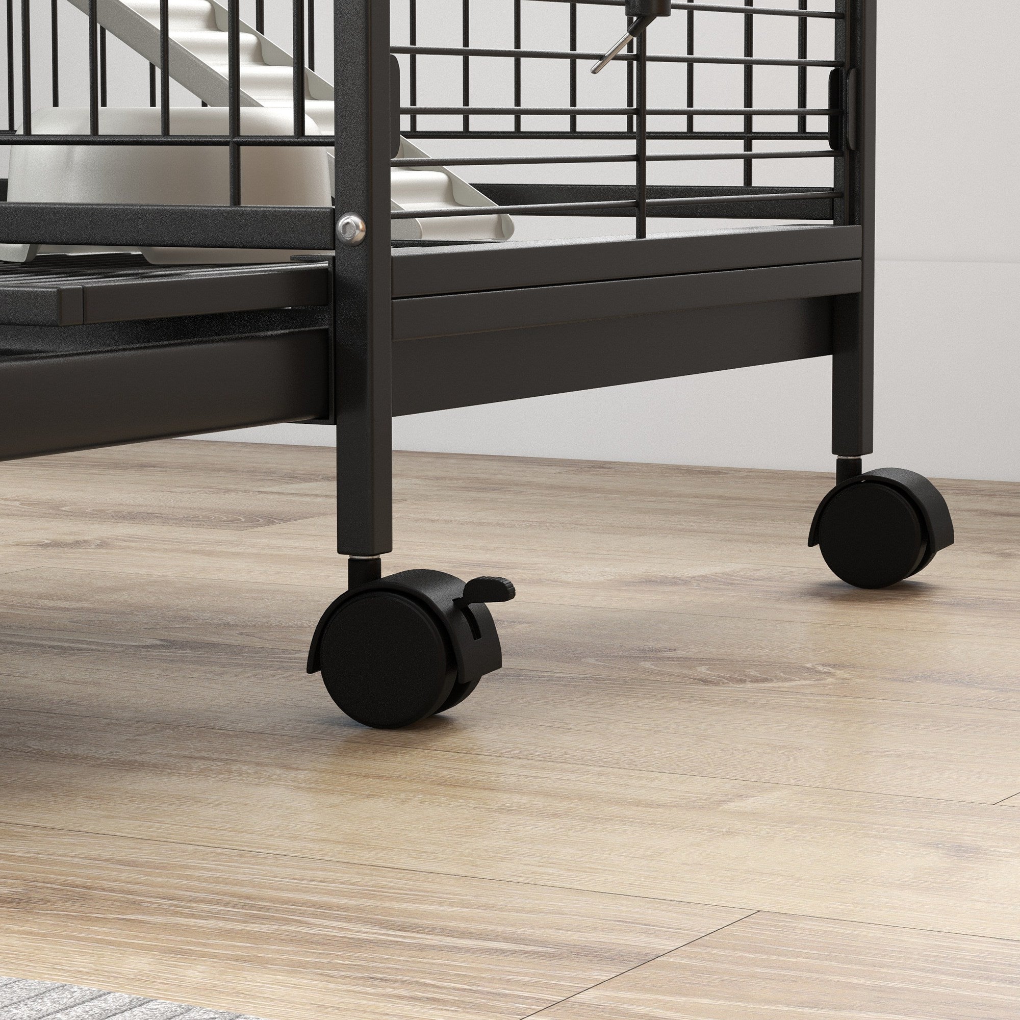 PawHut 4-Tier Small Animal Cage Pet Playpen for Rabbit Ferret Chinchilla on Wheels with Removable Tray Platform Ramp Food Dish Water Bottle, 24" x 17" x 37"