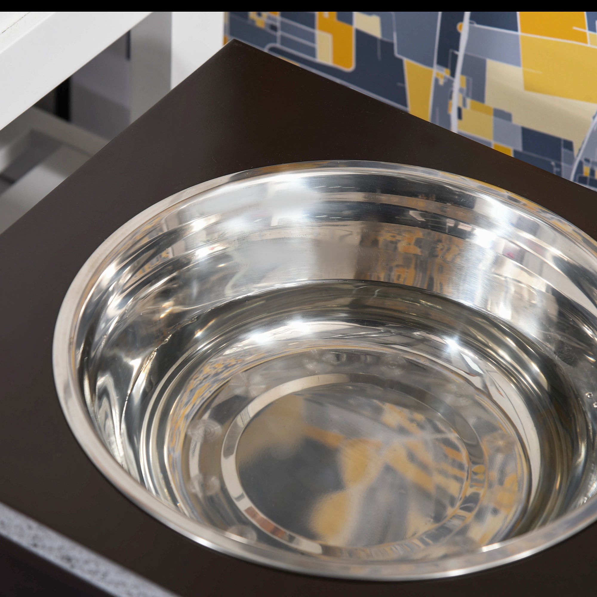 PawHut Stainless Steel Raised Dog Feeding Bowls with Stand for Extra Small and Small Dogs Elevated Twin Pet Bowls Water Food Feeder 44L x 24W x 15H cm - Brown