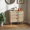 HOMCOM Bedroom Chest of Drawers, 3 Drawer Dresser with Fluted Panels and Solid Wood Legs, Storage Cabinet with 3 Drawers for Living Room, Hallway, Oak