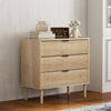 HOMCOM Bedroom Chest of Drawers, 3 Drawer Dresser with Fluted Panels and Solid Wood Legs, Storage Cabinet with 3 Drawers for Living Room, Hallway, Oak