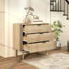 HOMCOM Bedroom Chest of Drawers, 3 Drawer Dresser with Fluted Panels and Solid Wood Legs, Storage Cabinet with 3 Drawers for Living Room, Hallway, Oak