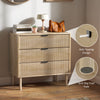 HOMCOM Bedroom Chest of Drawers, 3 Drawer Dresser with Fluted Panels and Solid Wood Legs, Storage Cabinet with 3 Drawers for Living Room, Hallway, Oak