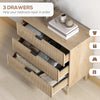 HOMCOM Bedroom Chest of Drawers, 3 Drawer Dresser with Fluted Panels and Solid Wood Legs, Storage Cabinet with 3 Drawers for Living Room, Hallway, Oak