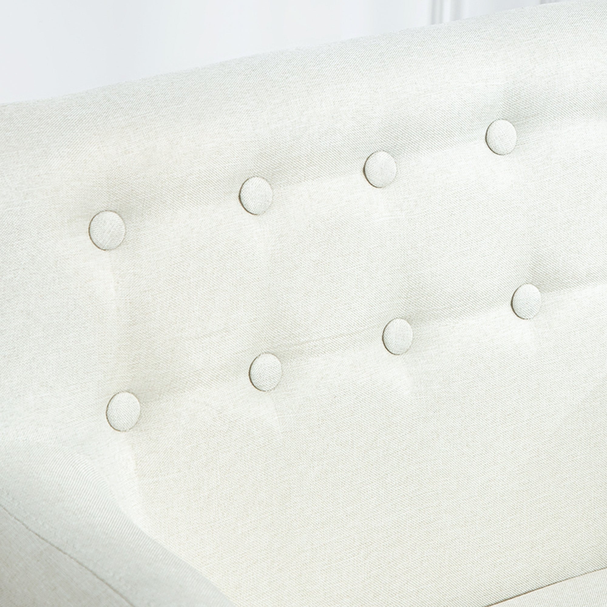 HOMCOM Mid-Century Modern Accent Chair, Linen Upholstery Armchair, Tufted Club Chair with Wood Frame and Thick Padding for Living Room, Bedroom, Cream White