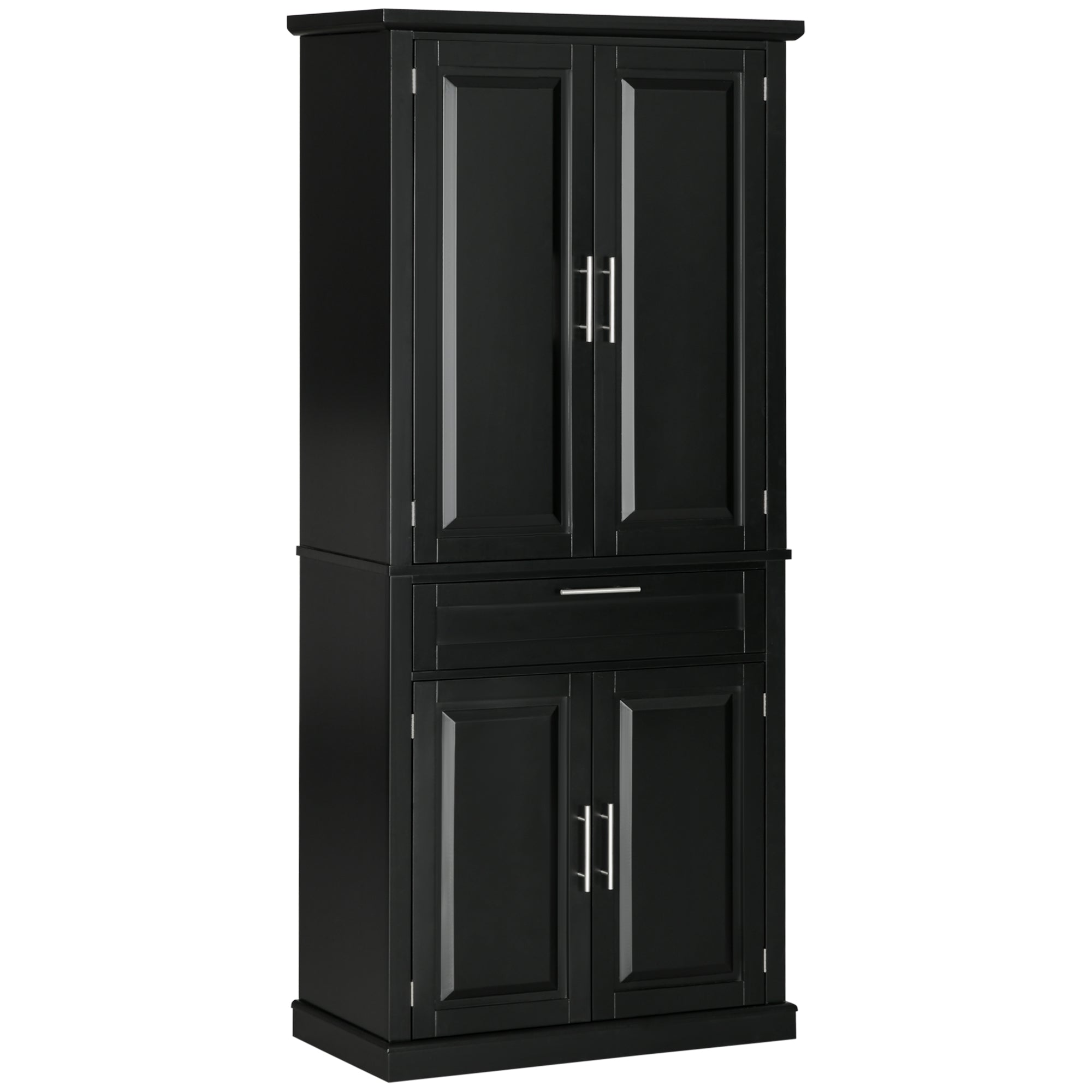 HOMCOM 72" Buffet Cabinet, Freestanding Kitchen Pantry, Storage Cupboard with 4 Doors, Drawer and Adjustable Shelves, Black
