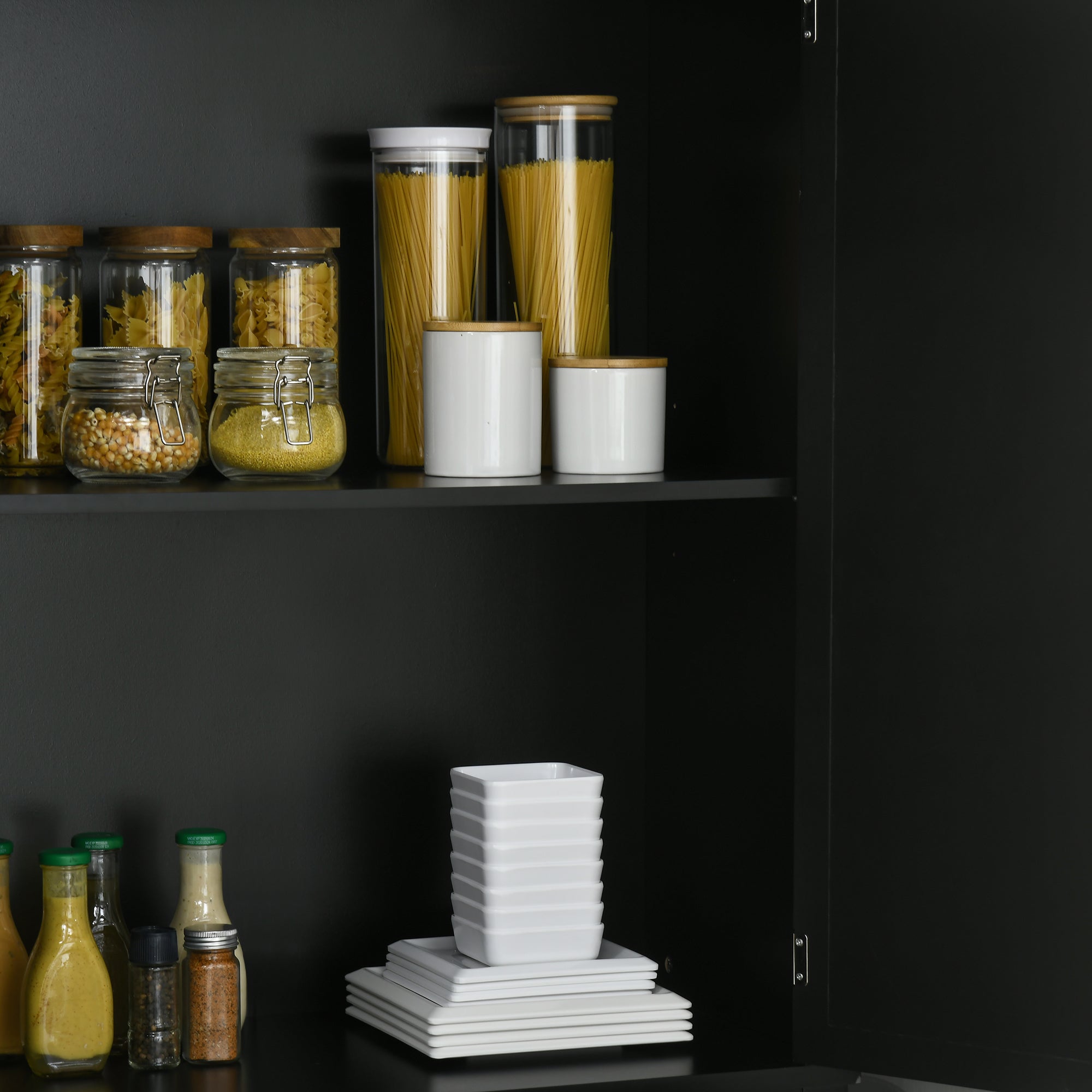 HOMCOM 72" Buffet Cabinet, Freestanding Kitchen Pantry, Storage Cupboard with 4 Doors, Drawer and Adjustable Shelves, Black