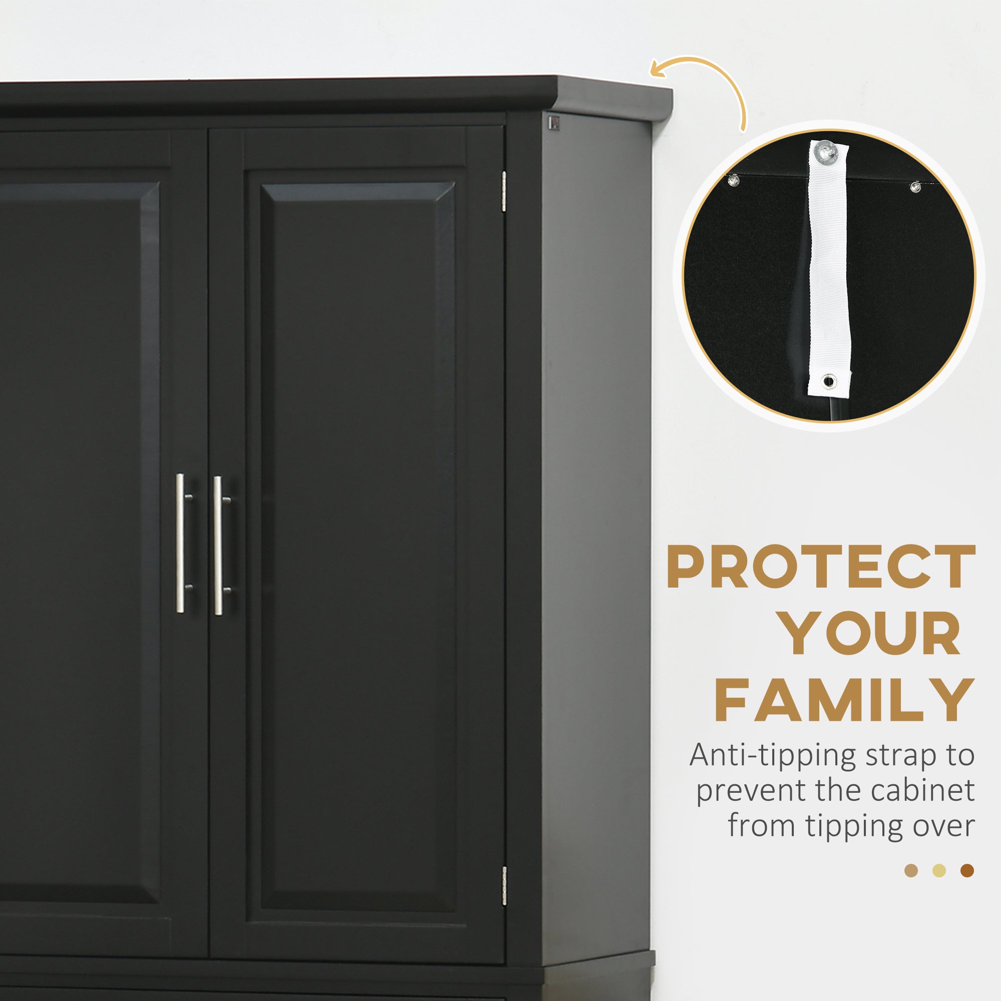 HOMCOM 72" Buffet Cabinet, Freestanding Kitchen Pantry, Storage Cupboard with 4 Doors, Drawer and Adjustable Shelves, Black