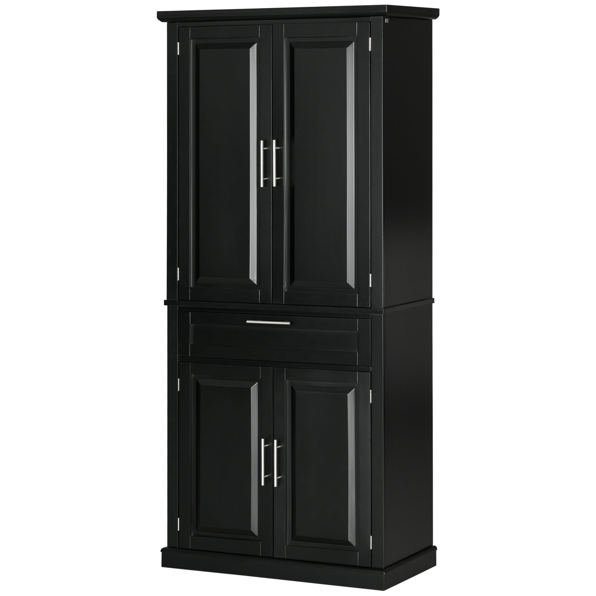 HOMCOM 72" Buffet Cabinet, Freestanding Kitchen Pantry, Storage Cupboard with 4 Doors, Drawer and Adjustable Shelves, Black