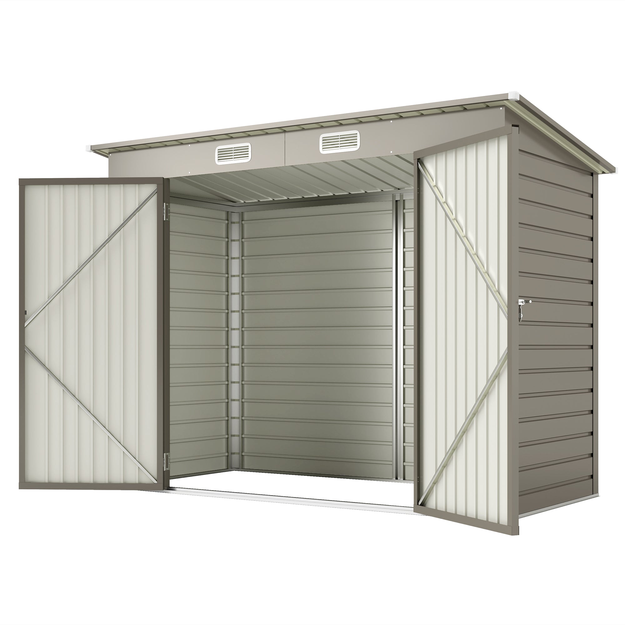 Outsunny 8 x 4FT Outdoor Storage Shed, Galvanized Metal Garden Shed, Waterproof Tool Shed with 2 Vents for Backyard, Lawn, Patio, Light Grey