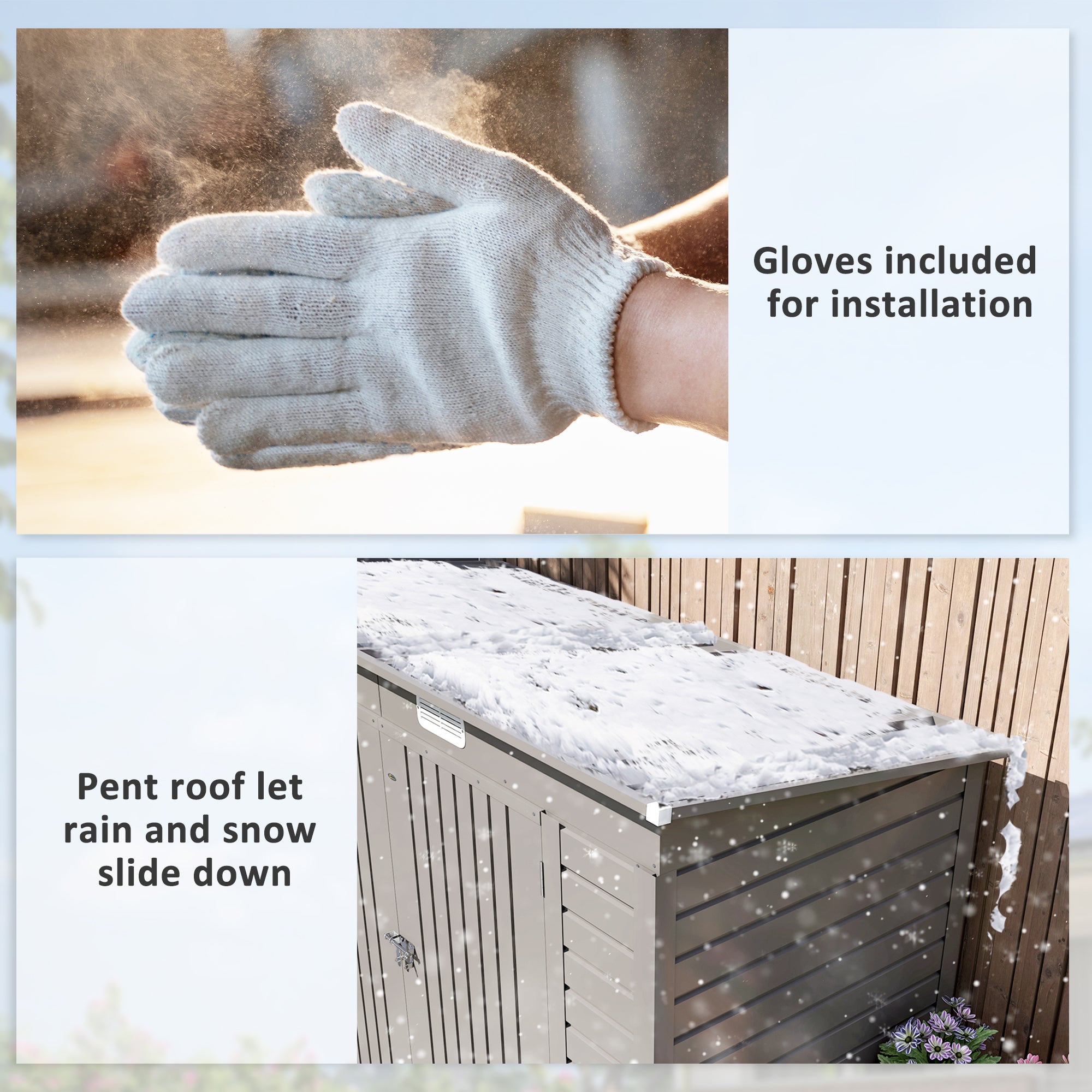 Outsunny 8 x 4FT Outdoor Storage Shed, Galvanized Metal Garden Shed, Waterproof Tool Shed with 2 Vents for Backyard, Lawn, Patio, Light Grey