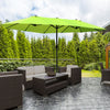 Outsunny 15ft Double-sided Patio Umbrella with Twin Canopy, Extra Large Outdoor Parasol with Crank for Pool, Deck, Market, Green