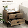 HOMCOM Nightstand with Storage, Retro Bedside Table, Side Table with 2 Drawers, Steel Frame for Bedroom, Coffee