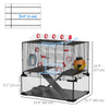 PawHut Hamster Cage, Small Animal House with Deep Glass Bottom, Tunnel Tube System, Ramps, Platforms, Hut, Exercise Wheel, Water Bottle, Dish, 24" x 16" x 22"