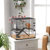 PawHut Hamster Cage, Small Animal House with Deep Glass Bottom, Tunnel Tube System, Ramps, Platforms, Hut, Exercise Wheel, Water Bottle, Dish, 24" x 16" x 22"