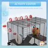 PawHut Hamster Cage, Small Animal House with Deep Glass Bottom, Tunnel Tube System, Ramps, Platforms, Hut, Exercise Wheel, Water Bottle, Dish, 24" x 16" x 22"