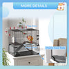 PawHut Hamster Cage, Small Animal House with Deep Glass Bottom, Tunnel Tube System, Ramps, Platforms, Hut, Exercise Wheel, Water Bottle, Dish, 24" x 16" x 22"
