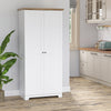 HOMCOM 68" Kitchen Pantry Storage Cabinet, Freestanding Pantry Cabinets with 2 Doors, White