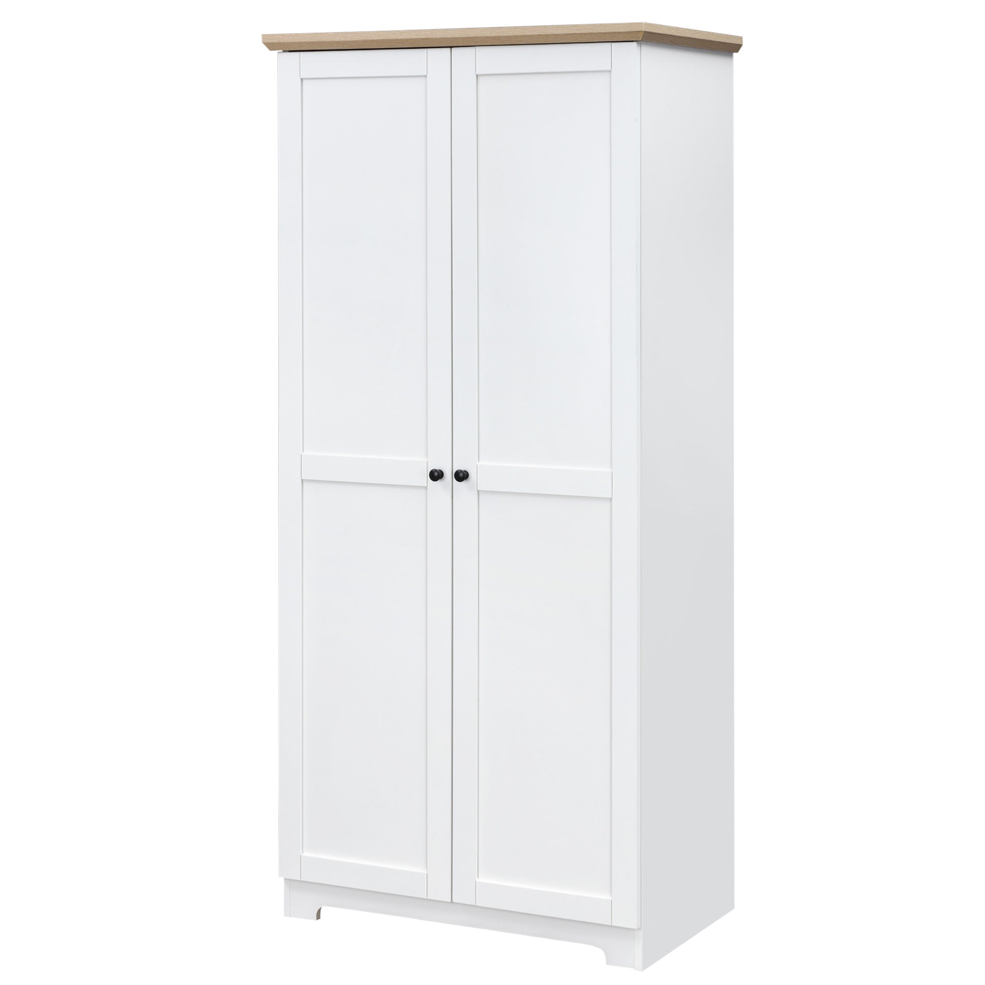 HOMCOM 68" Kitchen Pantry Storage Cabinet, Freestanding Pantry Cabinets with 2 Doors, White