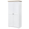 HOMCOM 68" Kitchen Pantry Storage Cabinet, Freestanding Pantry Cabinets with 2 Doors, White