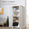 HOMCOM 68" Kitchen Pantry Storage Cabinet, Freestanding Pantry Cabinets with 2 Doors, White