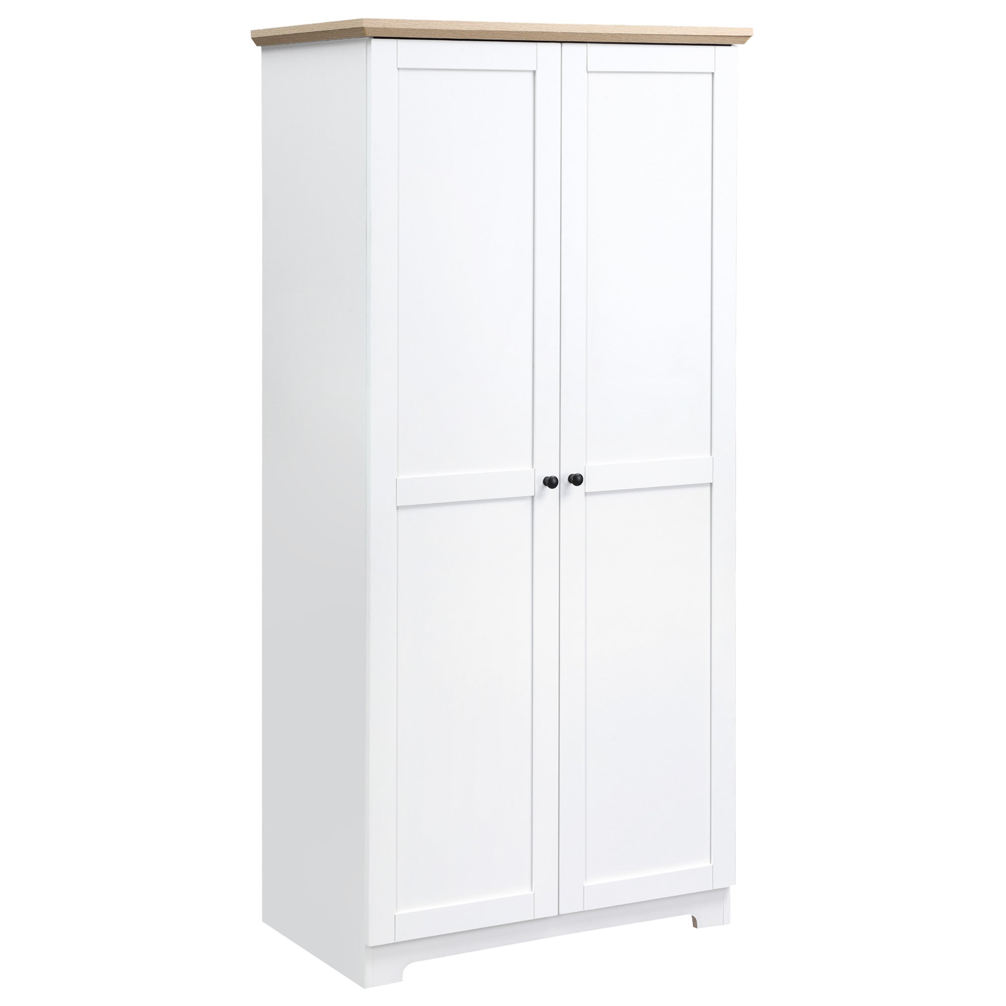 HOMCOM 68" Kitchen Pantry Storage Cabinet, Freestanding Pantry Cabinets with 2 Doors, White