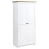 HOMCOM 68" Kitchen Pantry Storage Cabinet, Freestanding Pantry Cabinets with 2 Doors, White